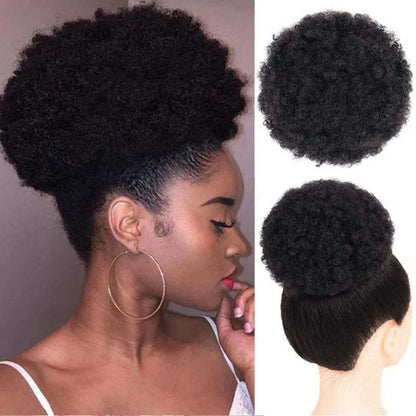 Afro Kinky Pony Tail Clip In on African Synthetic Hair Afro Puff Chignon Hairpiece For Women Drawstring Ponytail Kinky