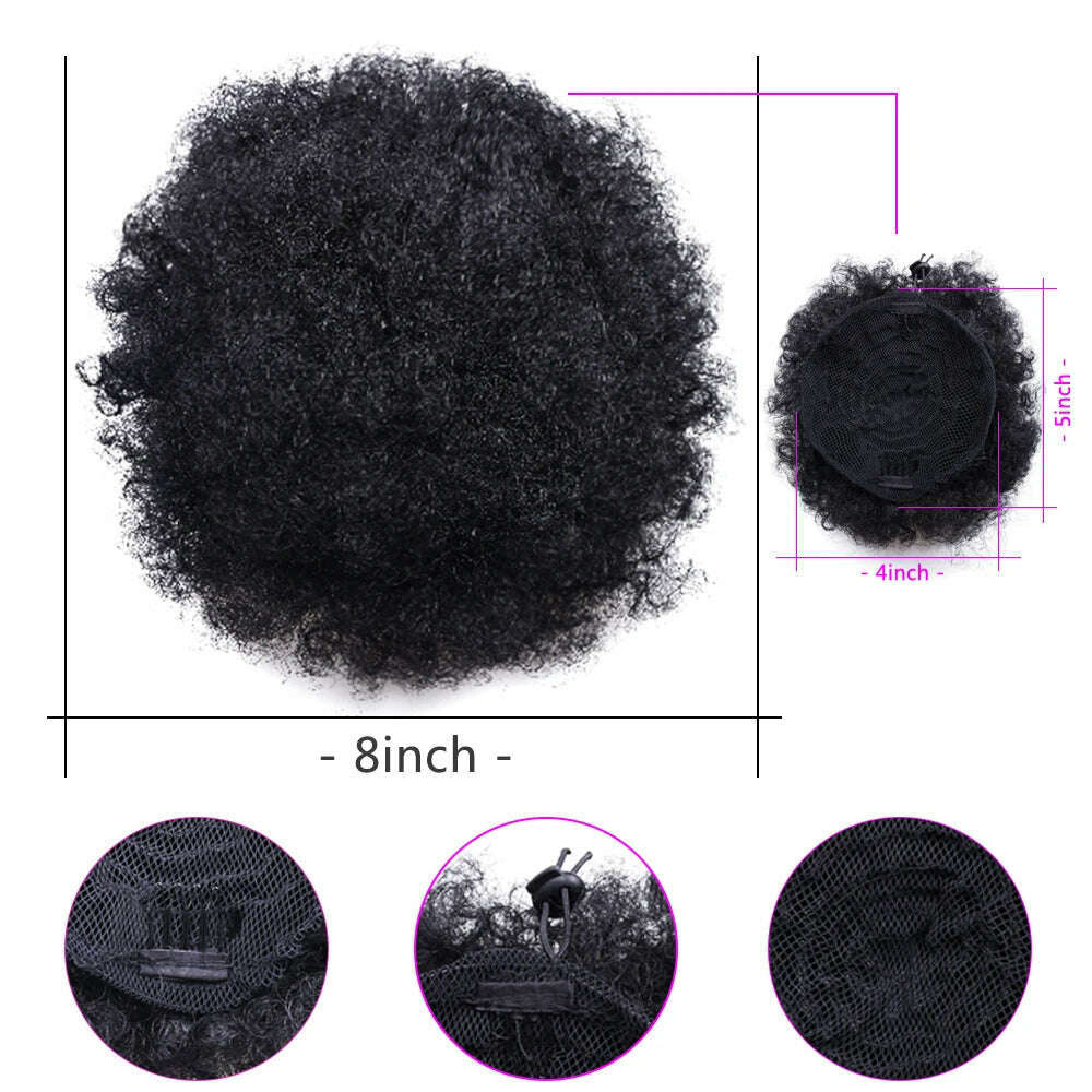 Afro Kinky Pony Tail Clip In on African Synthetic Hair Afro Puff Chignon Hairpiece For Women Drawstring Ponytail Kinky