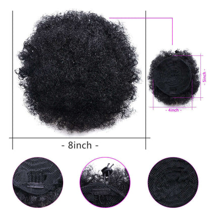 Afro Kinky Pony Tail Clip In on African Synthetic Hair Afro Puff Chignon Hairpiece For Women Drawstring Ponytail Kinky