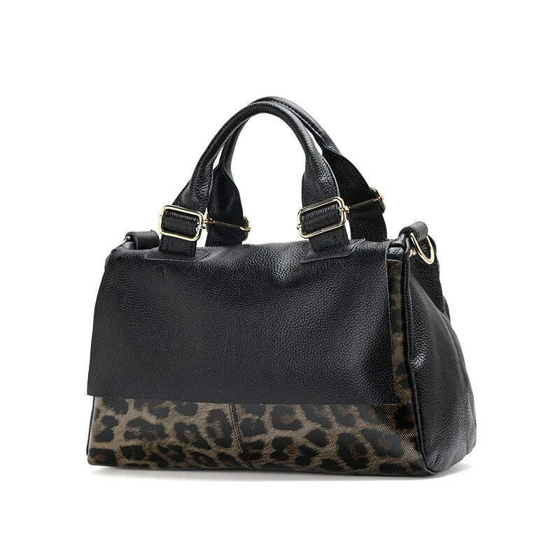 Aidrani Classic Leopard Pattern Genuine Leather Women's Bag Large Capacity Women's Handbag Cowhide Casual Shoulder Bag
