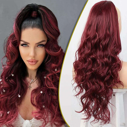 AISI BEAUTY Synthetic Ponytail Extensions for Women Long Wavy Fluffy Synthetic Ponytail Hairpiece Natural Soft Daily Use