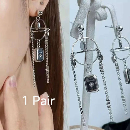 Alien Cyberpunk Transparent Zircon Metal Ear Hook for women men unisex Punk Ear bone clip Streetwear Accessory HUANZHI 2023 New
