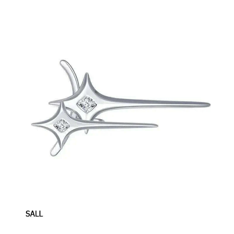 Alien Cyberpunk Transparent Zircon Metal Ear Hook for women men unisex Punk Ear bone clip Streetwear Accessory HUANZHI 2023 New