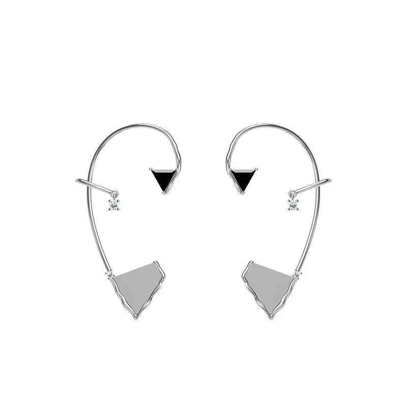 Alien Cyberpunk Transparent Zircon Metal Ear Hook for women men unisex Punk Ear bone clip Streetwear Accessory HUANZHI 2023 New