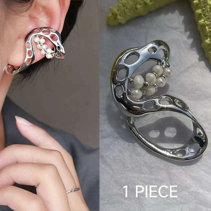 Alien Cyberpunk Transparent Zircon Metal Ear Hook for women men unisex Punk Ear bone clip Streetwear Accessory HUANZHI 2023 New