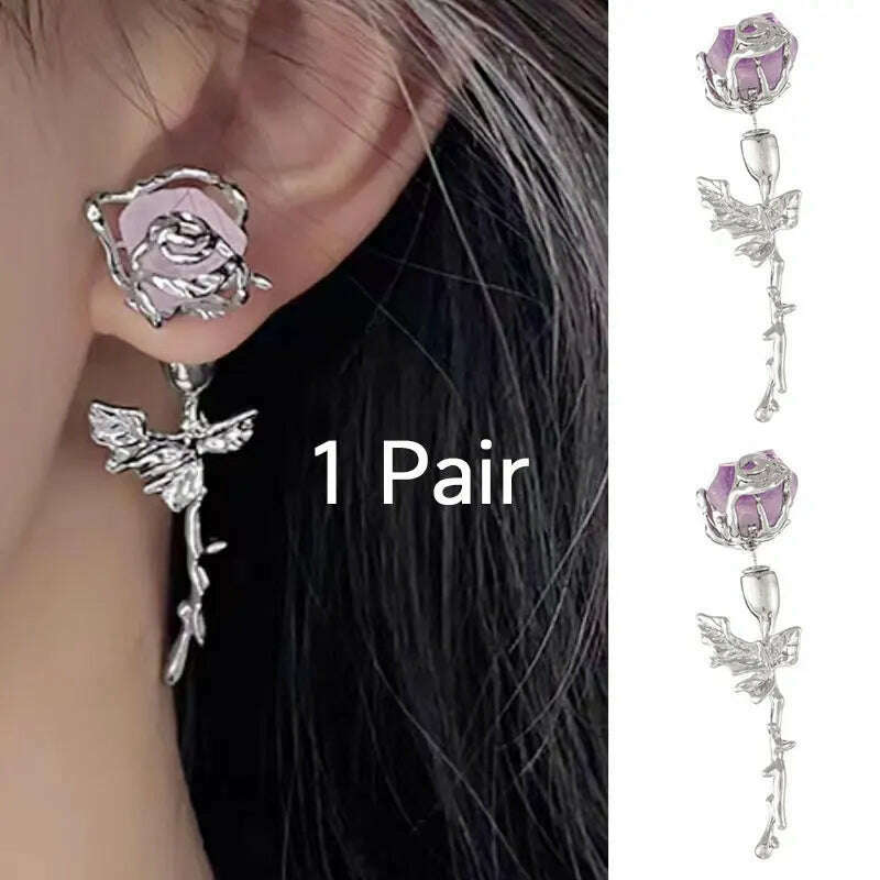 Alien Cyberpunk Transparent Zircon Metal Ear Hook for women men unisex Punk Ear bone clip Streetwear Accessory HUANZHI 2023 New