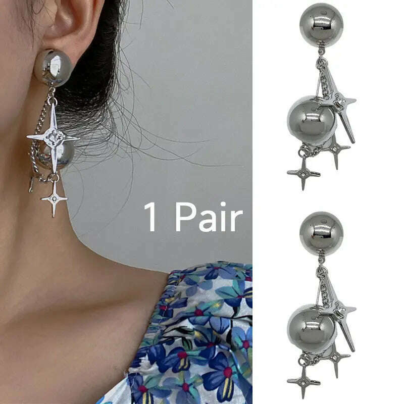 Alien Cyberpunk Transparent Zircon Metal Ear Hook for women men unisex Punk Ear bone clip Streetwear Accessory HUANZHI 2023 New