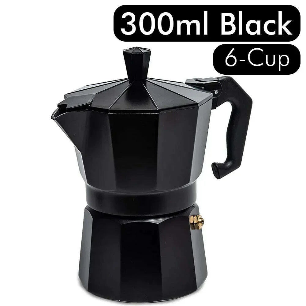 Aluminum Moka Pot 300ml Authentic Italian Espresso Coffee Maker for Stovetop Home Outdoor Black Red Coffee Moka Pot