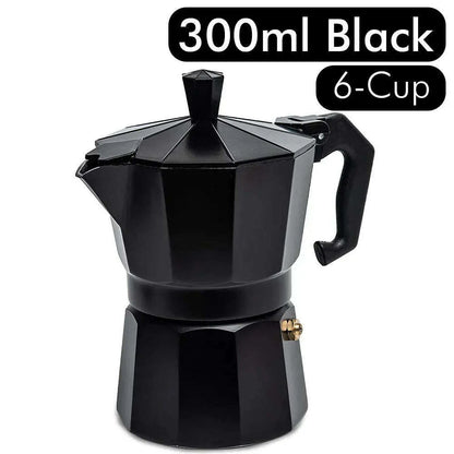 Aluminum Moka Pot 300ml Authentic Italian Espresso Coffee Maker for Stovetop Home Outdoor Black Red Coffee Moka Pot