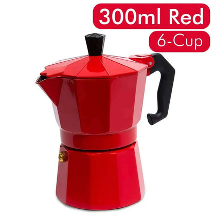 Aluminum Moka Pot 300ml Authentic Italian Espresso Coffee Maker for Stovetop Home Outdoor Black Red Coffee Moka Pot