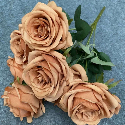 Artificial Silk Rose Bouquet Romantic Wedding Bridal Bouquet Home Garden Desktop Flower Arrangement Photography  Fake Flowers