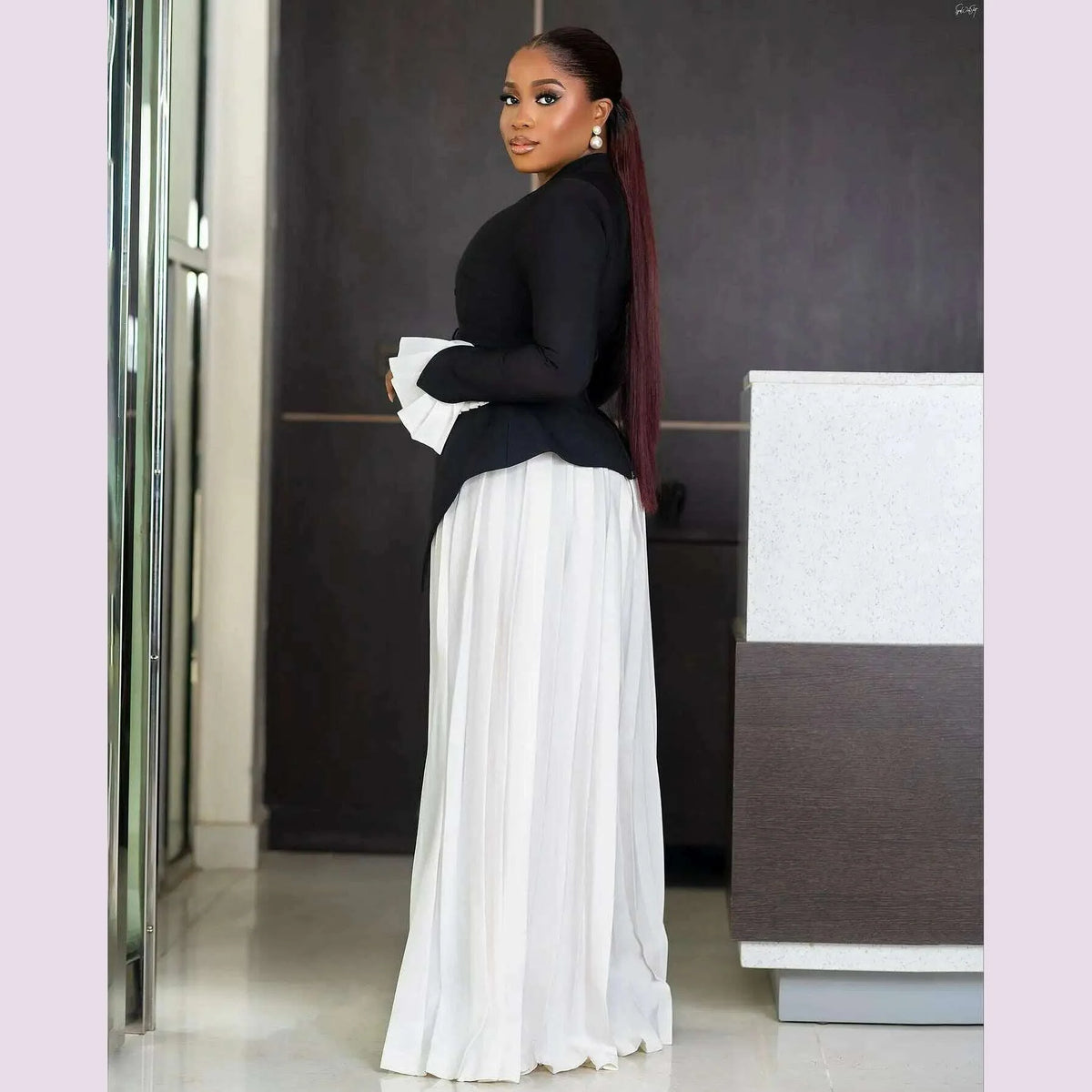 Aso Ebi Stylished Women Sets Blouse And Pleated Loose Set 2 Pieces African Formal Party Dresses Women Wedding Guest Dress