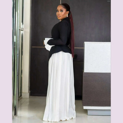 Aso Ebi Stylished Women Sets Blouse And Pleated Loose Set 2 Pieces African Formal Party Dresses Women Wedding Guest Dress