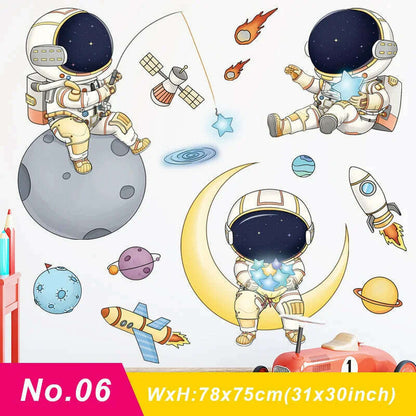 Astronaut Wall Stickers for Kids rooms Kindergarten Wall Decor Vinyl Remvable PVC Wall Decals Art Tiles Murals Home Decoration