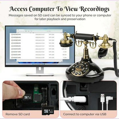 Audio Guest Book Wedding Phone Vintage Style Audio Message Voicemail for Graduation Retirement Party Birthdays Baby Shower