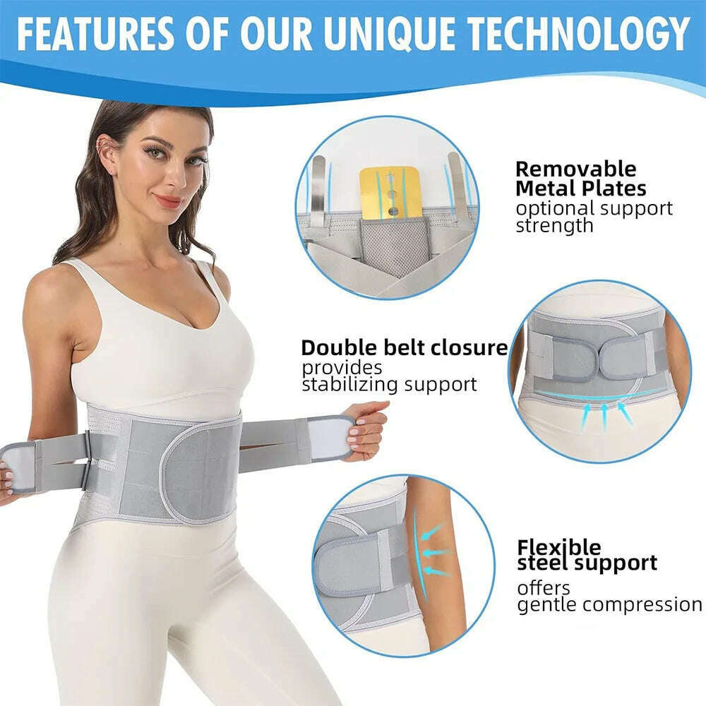Back Brace for Lower Back Pain Relief - Back Support Belt with 3 Removable Stays for Women & Men for Herniated Disc, Sciatica