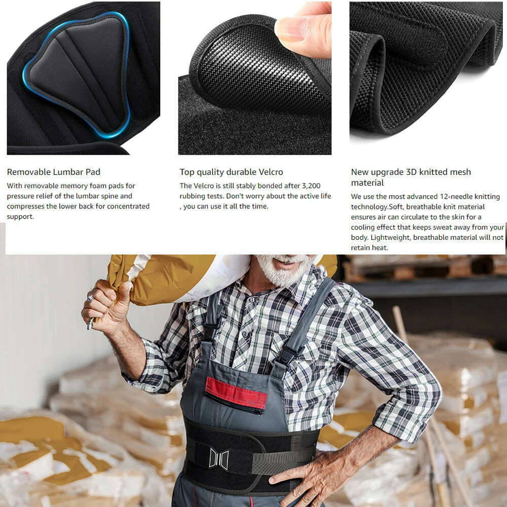 Back Brace for Lower Back Pain Women/Men,Back Support for Heavy Lifting with Ergonomic Lumbar Pad,Breathable Lumbar Support Belt