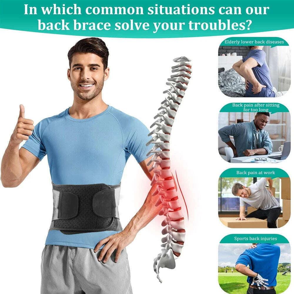 Back Brace for Men & Women - Waist Support Belt for Mild To Moderate Lower Back Pain, Muscle Spasm, Strains, Arthritis, Sciatica