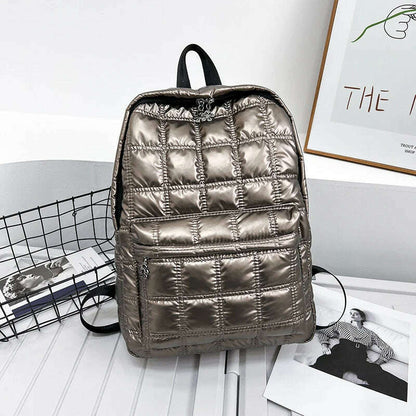 Backpack Women's New Korean Fashion Space Cotton Backpack Diamond Designer Thread Shoulder Bag Large Capacity Down School Bag