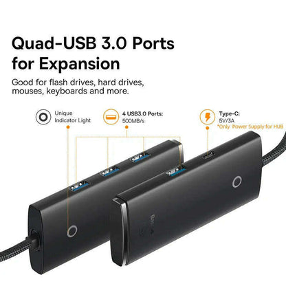 Baseus USB HUB Adapter 4 in 1 USB Type C to USB 3.0 HUB Splitter Adapter for MacBook Pro Air Huawei Mate 30 Docking Station HUB