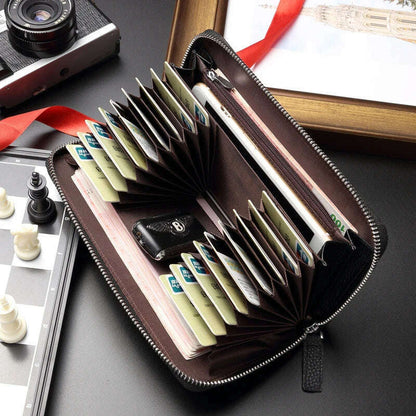 BISON DENIM 100% Cow Leather Clutch Wallets for Men RFID Blocking Card Holder Wallet Coin Purse Long Phone Wallet W8226