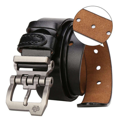 BISON DENIM Men Belt For Men Cowskin Genuine Leather Personality Men belt Buckle Quality Male Brown Strap Vintage Jeans N71223