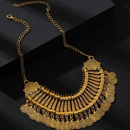 Boho Ethnic Vintage Antique Metal Coin Tassel Statement Necklace For Women Trend 2024 Afghan Turkish Tribal Jewelry