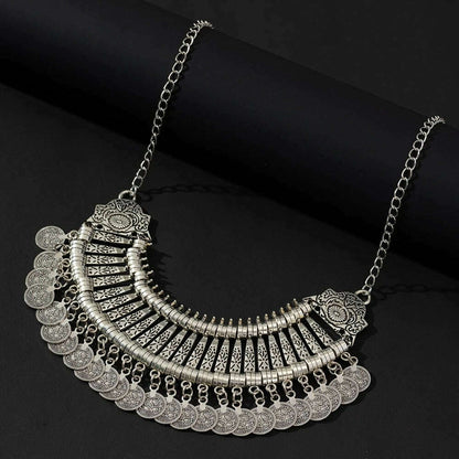 Boho Ethnic Vintage Antique Metal Coin Tassel Statement Necklace For Women Trend 2024 Afghan Turkish Tribal Jewelry