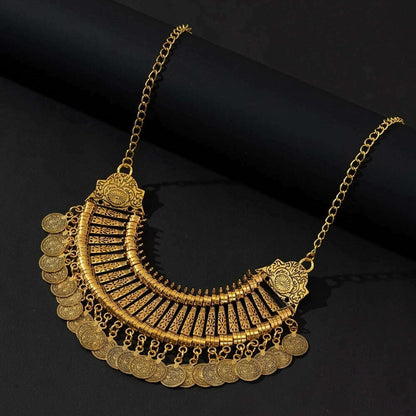 Boho Ethnic Vintage Antique Metal Coin Tassel Statement Necklace For Women Trend 2024 Afghan Turkish Tribal Jewelry