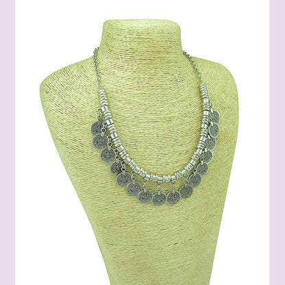 Boho Vintage Ethnic Metal Coins Necklace for Women Gypsy Choker Collar Statement Necklaces Afghan Turkish Maxi Festival Jewelry