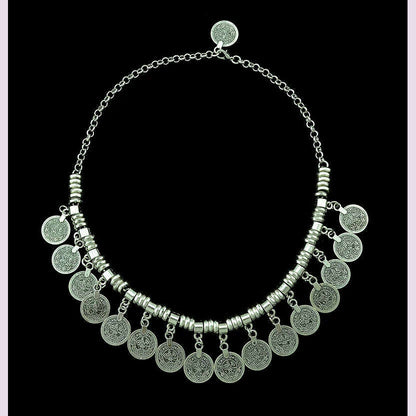 Boho Vintage Ethnic Metal Coins Necklace for Women Gypsy Choker Collar Statement Necklaces Afghan Turkish Maxi Festival Jewelry