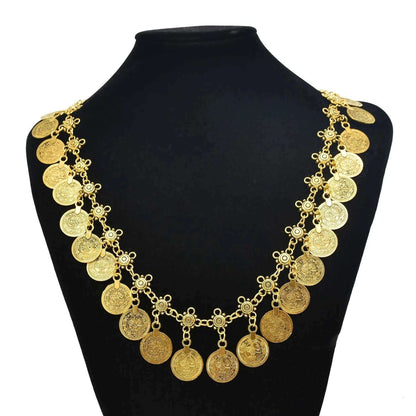 Boho Vintage Ethnic Metal Coins Necklace for Women Gypsy Choker Collar Statement Necklaces Afghan Turkish Maxi Festival Jewelry