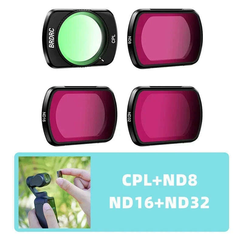 BRDRC UV ND Lens Filter Kit for DJI OSMO Pocket 3 Handheld Gimbal Camera ND8 ND16 Filters Adjustable CPL Accessories