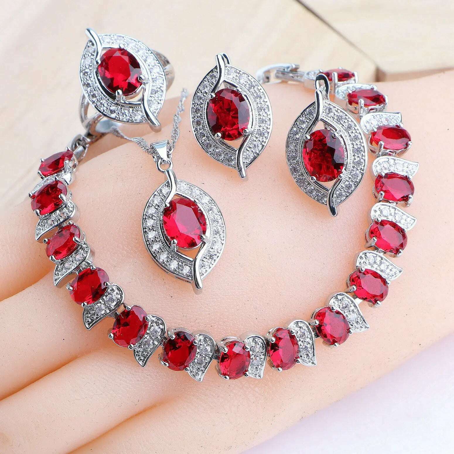 Bridal Jewelry Sets Silver 925 Wedding Jewelry Blue Zirconia For Women Rings Pendant Necklace Earrings Stones Bracelets Set
