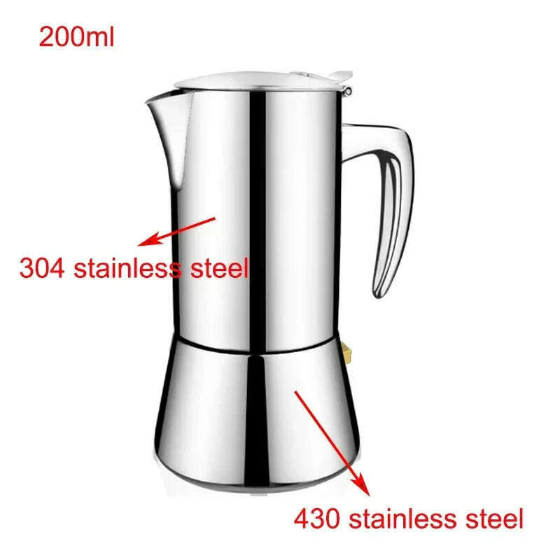 Cafetera de cocina acero inoxidable, 200ML/300ML, hervidor bebidas percolador, MOCA 304 #