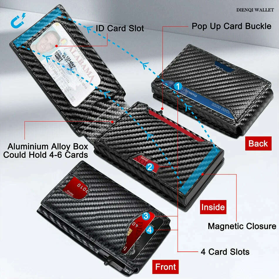 Carbon Fiber Rfid Credit Card Holder Men Wallets Anti Theft Slim Thin Wallet Luxury Cardholder Minimalist Wallet Purse Walet Bag