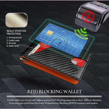 Carbon Fiber Rfid Men Wallets Money Bag Slim Thin Card Man Wallet Luxury Male Small Short Purse Bi-fold Vallet Billfold