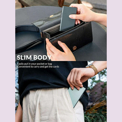 Card Holder Wallet Minimalist Slim Metal RFID Blocking Card Protector Pop Up Credit Card Wallets for Men