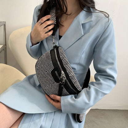 Rhinestone Waist Bag With Coin Purse, Fashion Crossbody Bag, Women's Glitter Chest Bag for Carnaval Music Festival