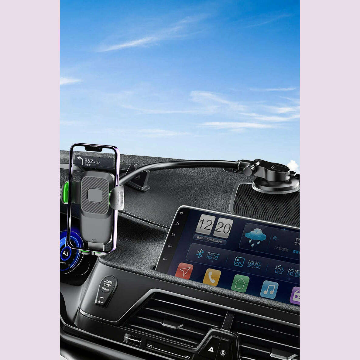 Cell Phone Holder Car, Windshield/Dashboard/Window Car Phone Holder Mount, Suction Cup Phone Mount for Car Truck Compatible