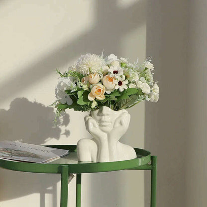 Ceramic Face Vase Head Body Human Shaped Flower Pot Photography Props for Indoor Outdoor Table Home Wedding Centerpiece Decor