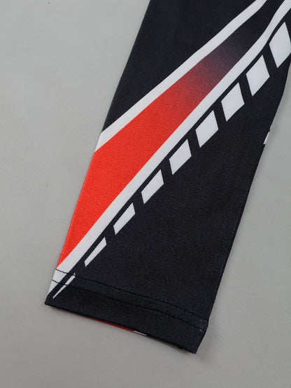 Women's High-Neck Long Sleeve Bodycon Dress - Black with Red & White Letter Print, Stretchy Polyester & Elastane Blend, Form-Fitting Design for Spring/Fall