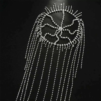 Charming Crystal Tassel Headpiece Chain Hat Stage Performance Jewelry Long Multilayer Rhinestone Hair Chain Tiara Nightclub