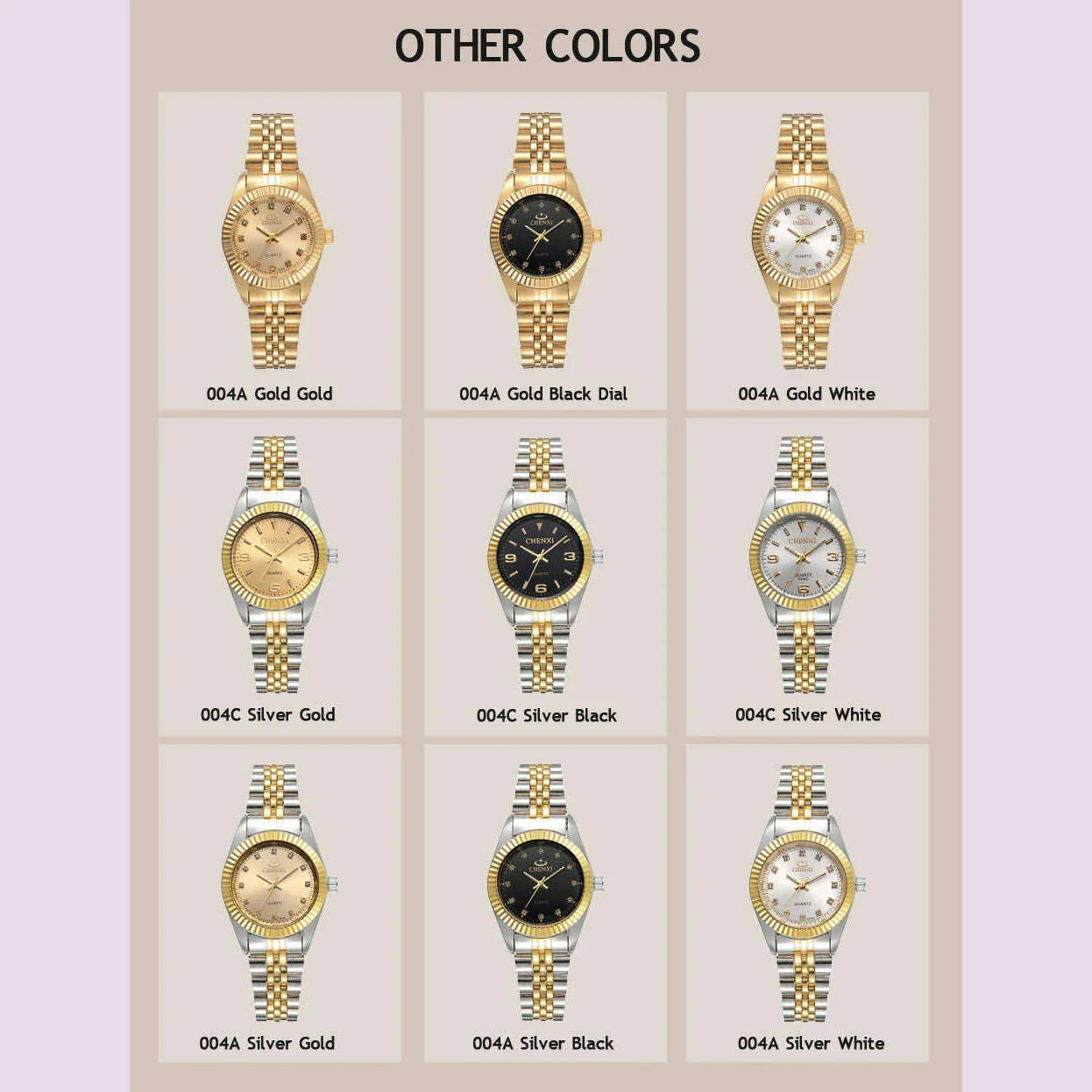 CHENXI Women Quartz Watch Golden & Silver Classic Female Elegant Clock Watches Luxury Gift Ladies Waterproof Wristwatch