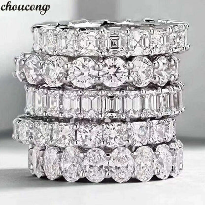 choucong Multipl Cutting Eternity Promise Ring 5A Zircon Cz 925 Sterling Silver Engagement Wedding Band Rings for Women Men Gift