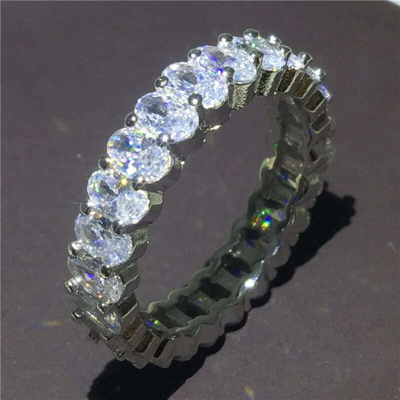 choucong Multipl Cutting Eternity Promise Ring 5A Zircon Cz 925 Sterling Silver Engagement Wedding Band Rings for Women Men Gift