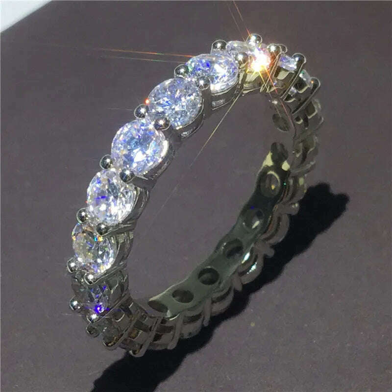 choucong Multipl Cutting Eternity Promise Ring 5A Zircon Cz 925 Sterling Silver Engagement Wedding Band Rings for Women Men Gift