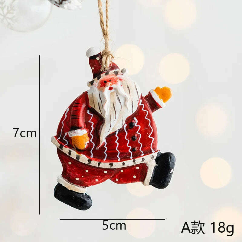 Christmas Decoration Crafts Small Resin Pendant Cute Horse Reindeer Pattern Design Xmas Tree Pendant Christmas Tree Decorations