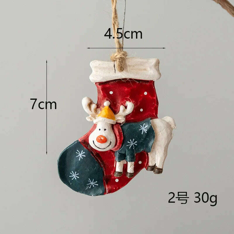 Christmas Decoration Crafts Small Resin Pendant Cute Horse Reindeer Pattern Design Xmas Tree Pendant Christmas Tree Decorations