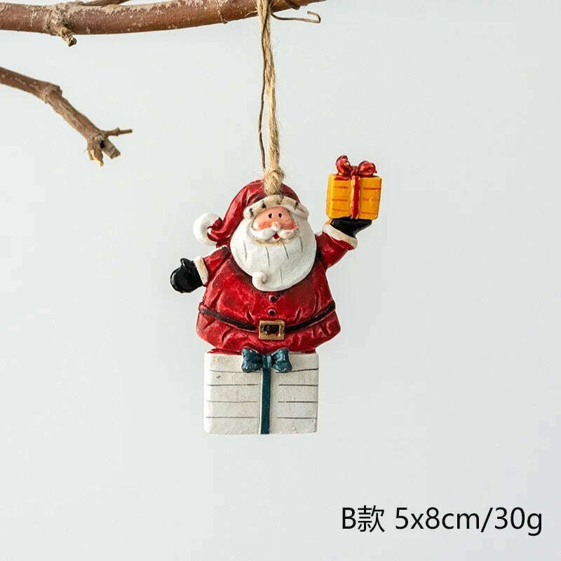 Christmas Decoration Crafts Small Resin Pendant Cute Horse Reindeer Pattern Design Xmas Tree Pendant Christmas Tree Decorations